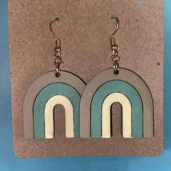 Handcrafted Bohemian Rainbow Earrings - Picture 1 of 2